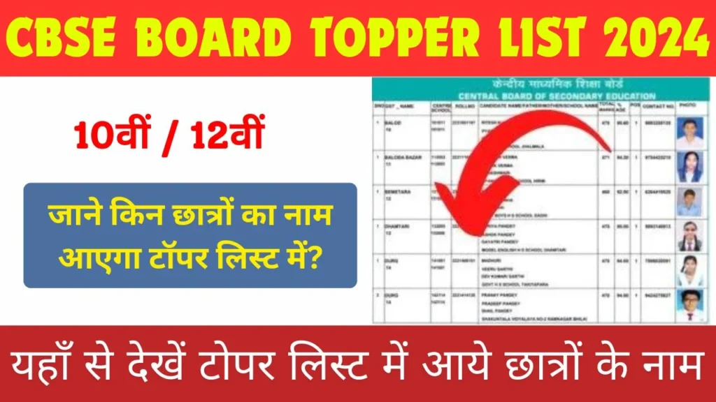 CBSE Board 10th, 12th Topper List 2024: सीबीएसई परीक्षा की टॉपर्स लिस्ट हुई जारी, टॉपर्स का नाम, रैंक, अंक और प्रतिशत देखें।