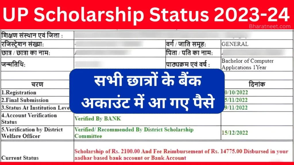 UP Scholarship Status 2024: उत्तर प्रदेश छात्रवृत्ति ऑनलाइन स्टेटस कैसे चेक करें